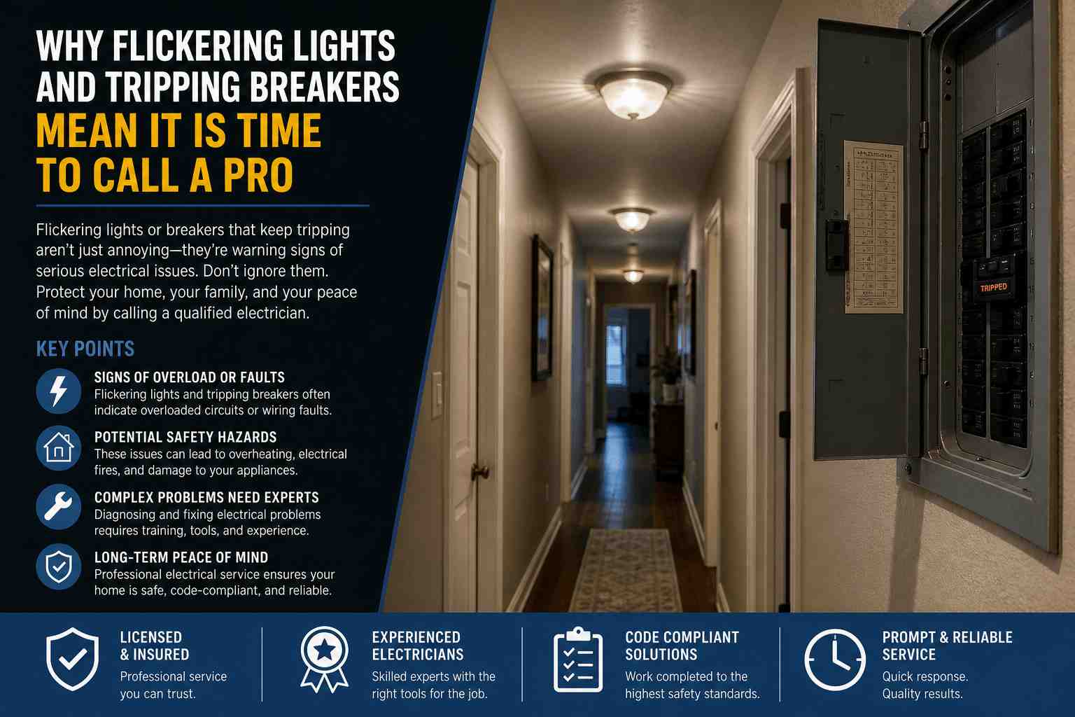 Why Flickering Lights and Tripping Breakers Mean It Is Time to Call a Pro